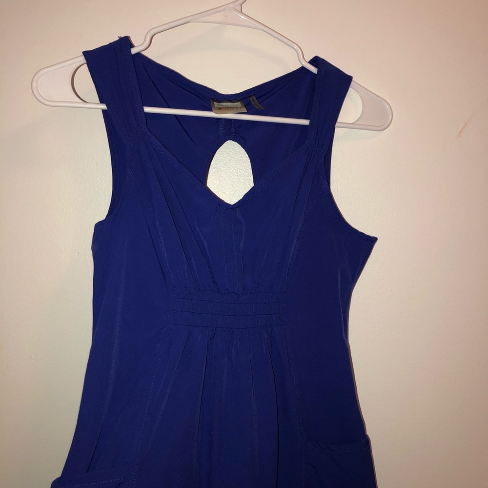 Blue Athleta sleeveless dress, cut out back